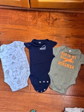 Simple 3-Pack Baby One-Piece Bodysuits - Light Blue, Navy & Gray